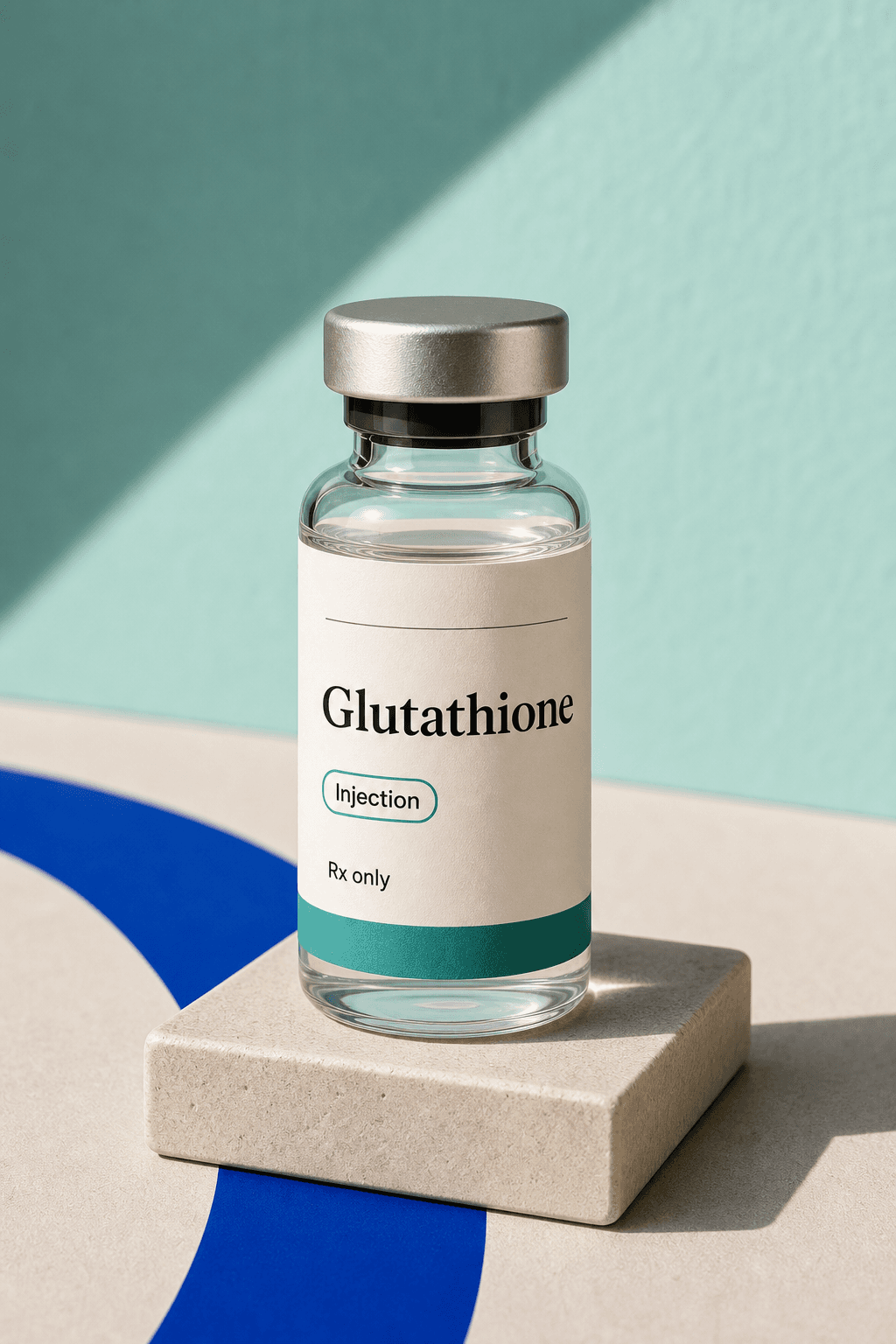 Unbranded illustrative Glutathione vial.