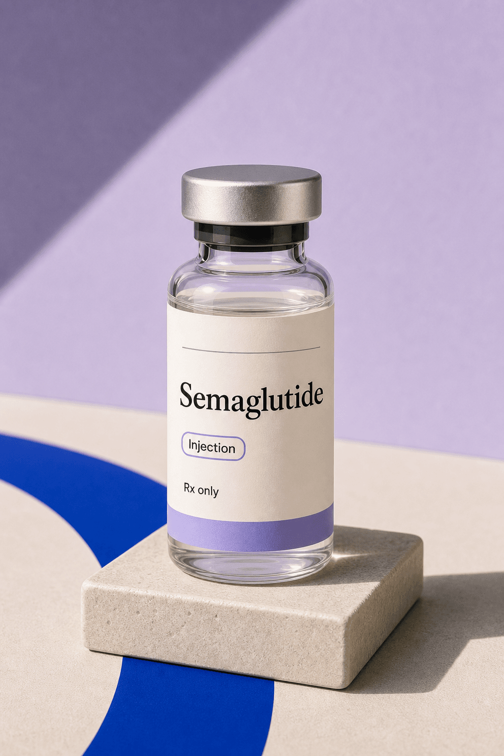Unbranded illustrative semaglutide vial.